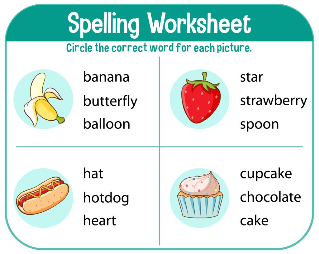 Spelling worksheet template for kids