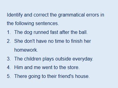 Grammar Correction Exercises